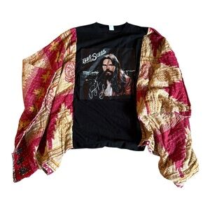 Women's Black Graphic Kimono Top